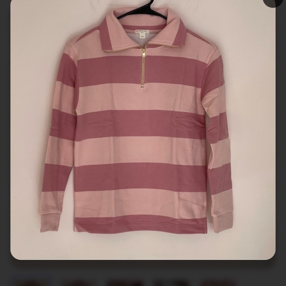 J.Crew crewcuts pink half zip collared pullover sweatshirt size Large EUC